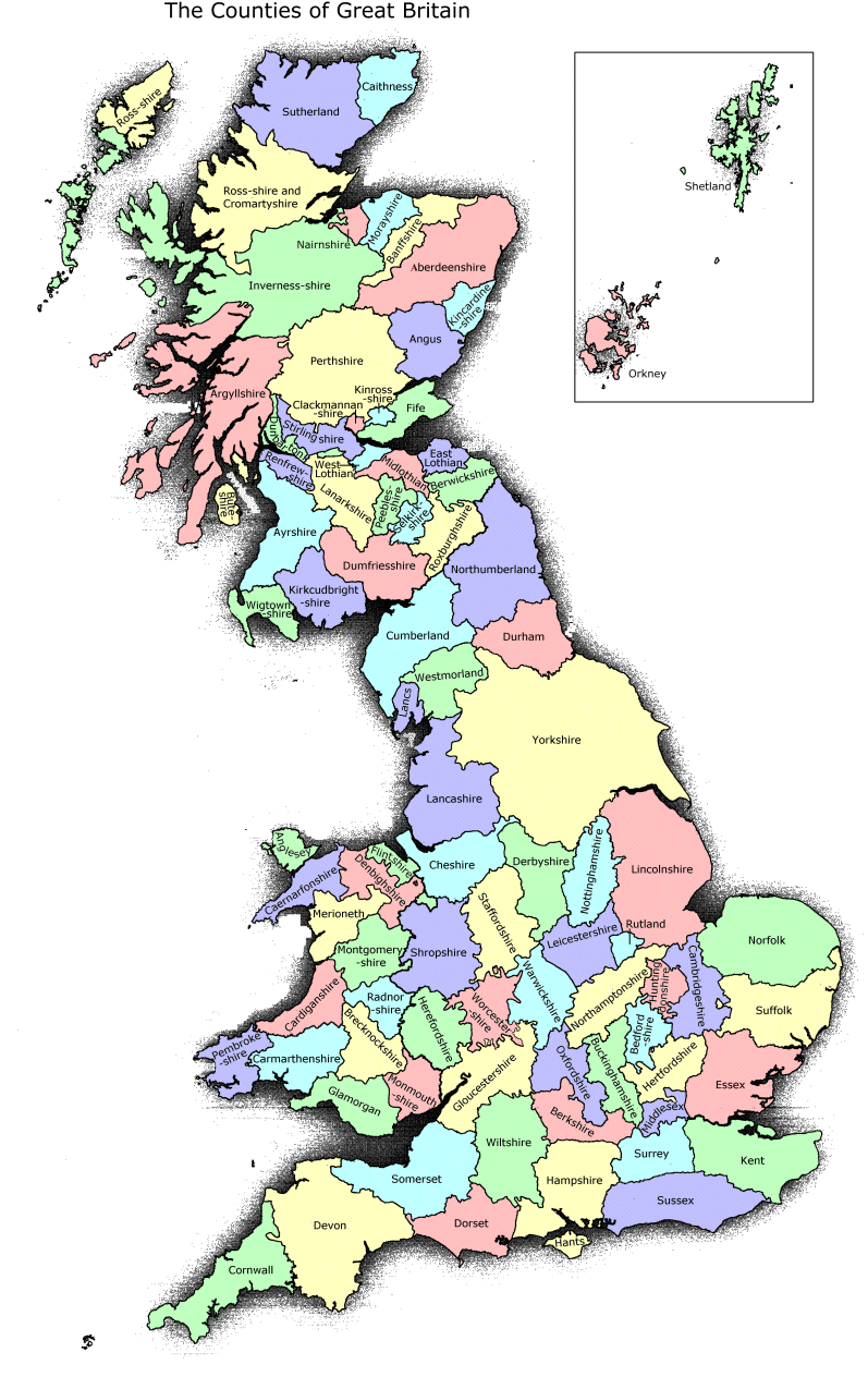 Map of traditional counties of Great Britain